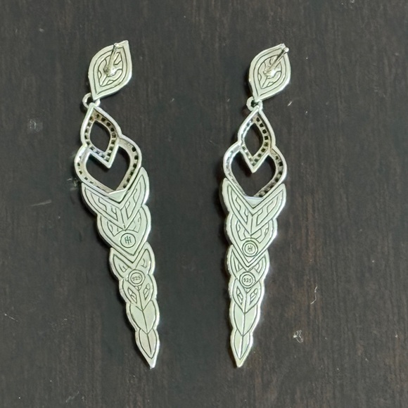 John Hardy Sterling Silver Legends Naga Dropfp Earrings w/Black Sapphires - Picture 3 of 6